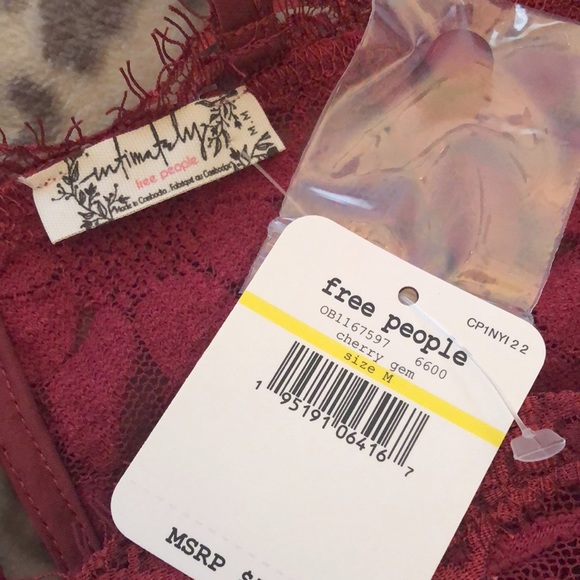 Free People Intimately Bedroom Date Lace Bodysuit Red Medium - Picture 10 of 16
